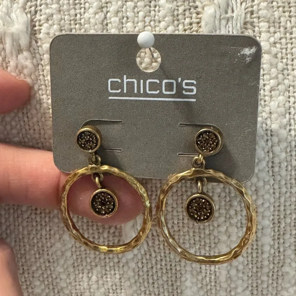 0043-Chico's Gold Dangle Earrings